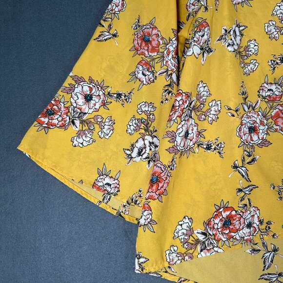 Papermoon Womens Large Yellow Floral Round Neck Wide Sleep Pullover Blouse - Picture 4 of 9